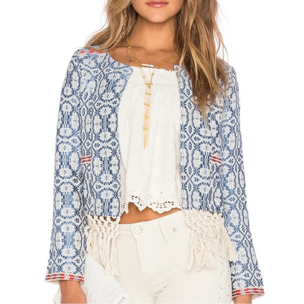 Tularosa Blue and White Brocade Jacket